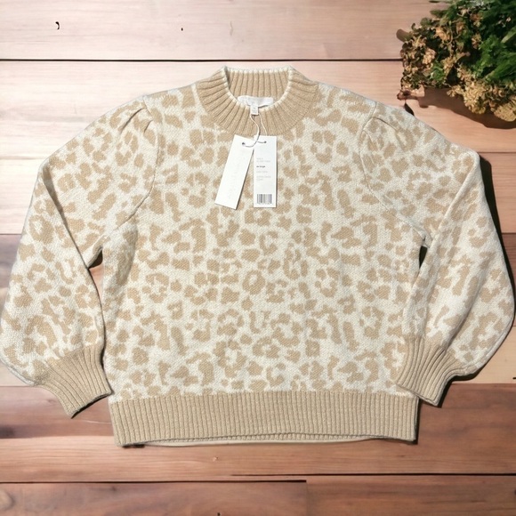 Adyson Parker Sweaters - ADYSON PARKER Women's Leopard Puff Shoulder Sweater